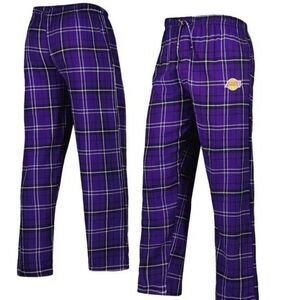 Los Angeles Lakers Boys Size Small 8 Flannel Plaid Pajama Pants Plaid Purple NWT